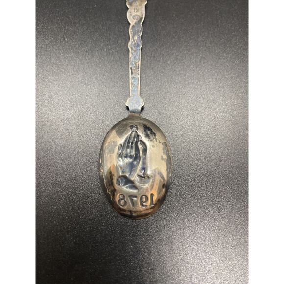 Vintage 1978 CHRISTMAS Silver Plate Souvenir COLLECTIBLE Kids Praying Hands - Picture 9 of 12